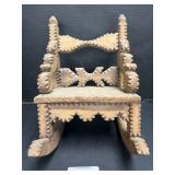 Vintage Wooden Tramp Art Rocking Chair.