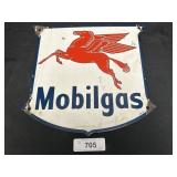 Vintage Mobilgas Porcelain Gas Pump Plate Sign.