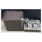 60 Cafeteria Trays & Stainless Steel Bowls.