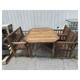 Wooden Octagonal Patio Table & Chairs.