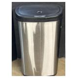 Push-Button Stainless Steel Waste Can.