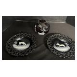 Westmoreland Co Glass Plates & Vase.