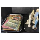Religious Prints, Cards, Fans, & Mary Statues.