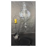 Vintage Etched Glass Wine Decanter.