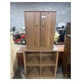 Wood Grain 2-Piece Cabinet & 4-Cube Organizer Set.