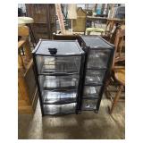 2 Rubbermaid Black Plastic Clear Storage Towers.