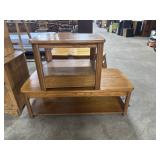 Two-Piece Oak Coffee & End Table Set.
