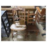 2 Vintage Country Style Wood Dining Chairs.
