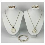 7pc Sterling Silver Mother of Pearl Jewelry.