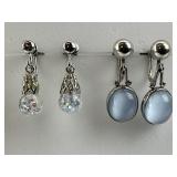 2 Pairs of Sterling Silver Gemstone Earrings.