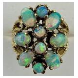 14KT Gold Victorian Style Multi Opal Ring.