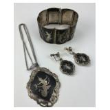 5pc Sterling Silver Siam Goddess Jewelry Set.