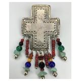 Sterling Silver Native American Cross Brooch.