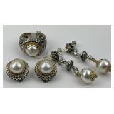 5pc 18KT Gold Sterling Konstantino Earrings, Ring.