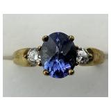 18KT Gold Tanzanite and Diamond Ring.