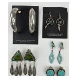 Sterling & Gemstone Native American Earrings.
