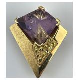 18KT Gold Ametrine & Yellow Sapphire Brooch.