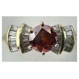 14KT Gold Baguette & Colored Diamond Ring.