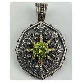 18KT Gold & Sterling Peridot Konstantino Pendant.