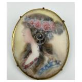 Gold Native American Portrait Brooch.