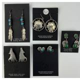 Sterling & Gemstone Native American Earrings.