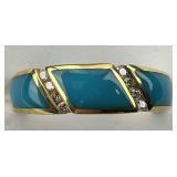 14KT Gold Kabana Turquoise Inlay Diamond Ring.