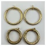 2 Pairs of 14KT Gold Milor Hoop Earrings.