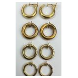 4 Pairs of 14-18KT Gold Hoop Earrings.