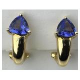 14KT Gold Blue Tanzanite Earrings.