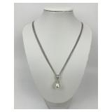 18KT Gold Pearl & Diamond Pendant on 14KT Chain.