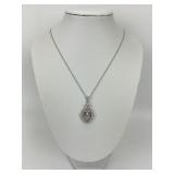 18KT Gold Art Deco Diamond Pendant Necklace.