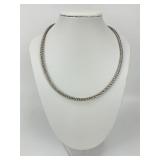 Heavy 14KT White Gold Braided Rope Necklace.
