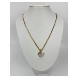 14KT Gold Diamond Cluster Heart Pendant Necklace.