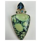 14KT Gold Variscite & Multi Gemstone Pendant.