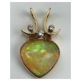Handcrafted Australian Opal & Diamond Pendant.