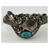 Sterling Silver Native American Turquoise Bangle.