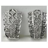 14KT White Gold Diamond Crusted Earrings.