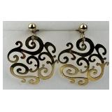 14KT Gold Fill Art Nouveau Style Dangle Earrings.