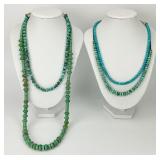 4 Native American Turquoise Beaded Necklaces.