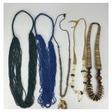5 Handmade Beaded Native American Necklaces.