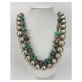 2 Sterling Silver & Turquoise Navajo Necklaces.