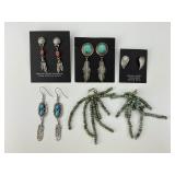 5 Pair Sterling Silver Native American Earrings.
