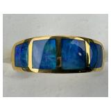 14KT & Sterling Silver Opal Inlay Band.