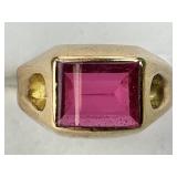 Men's 10KT Gold Art Deco Gemstone Signet Ring.
