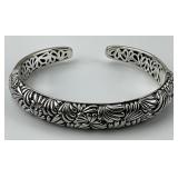 Heavy Sterling Silver Floral Lagos Bangle.