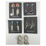 Sterling & Gemstone Native American Earrings.
