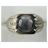 Men's 10KT Gold Cat's Eye & Diamond Ring.