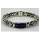 Sterling Silver Lagos Lapis Lazuli Bracelet.