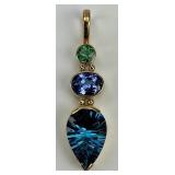 Rona Fisher Style Multi Stone Drop Pendant.