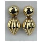 14KT Gold Art Deco Scalloped Drop Earrings.